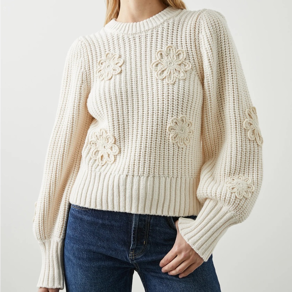 Rails Romy Sweater with Crochet Floral Details